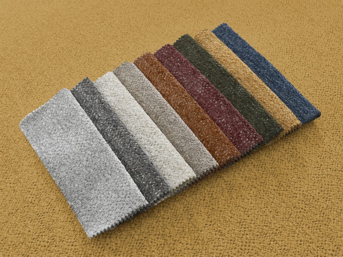 Bobochic Atilla Ecksofa mit Schlaffunktion und Bettkasten Melange-Stoff Gelb Ecke links