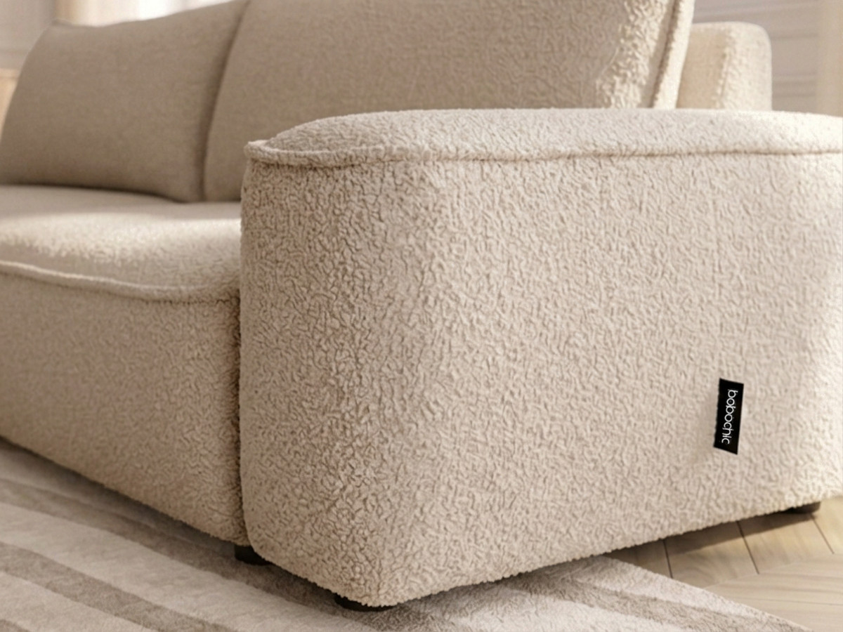 Bobochic Honore Schlafsofa 3-Sitzer mit Bettkasten Chenille Beige