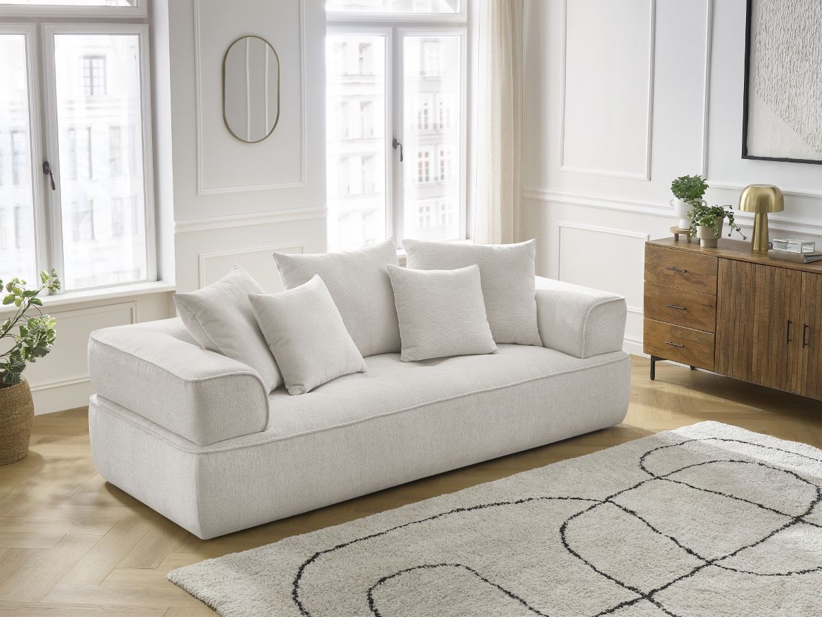 Bobochic Whesley Sofa 3-Sitzer Stoff Beige