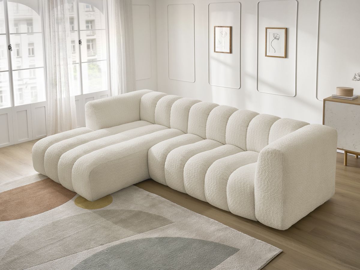 Bobochic Talia Ecksofa Bouclé-Stoff Beige Ecke links
