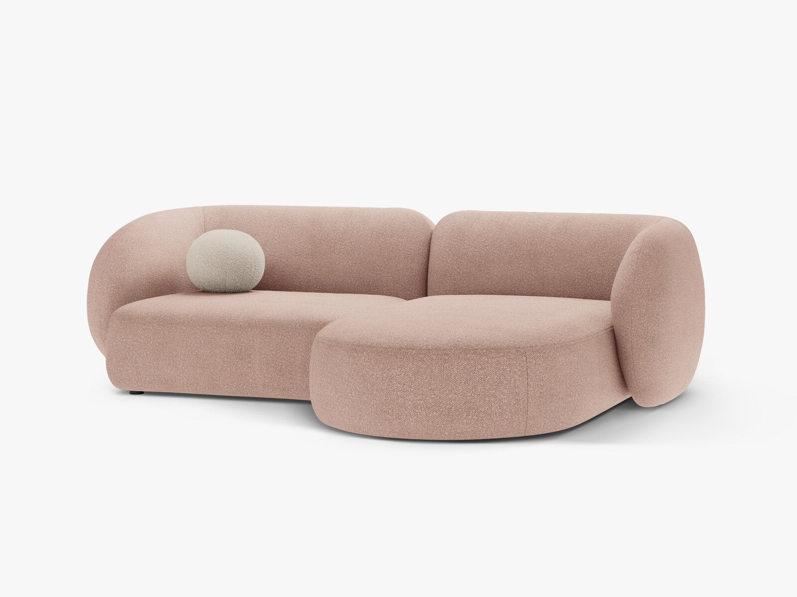 Micadoni Ecksofa Kate 2-Sitzer Rechts Boucle Puderrosa