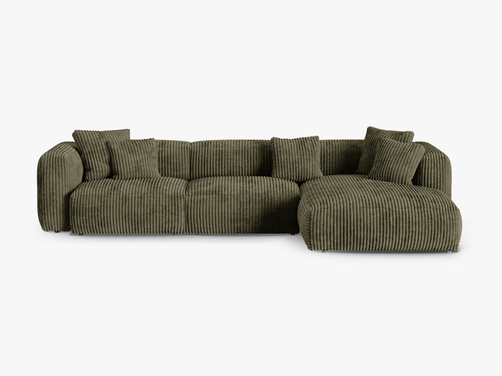 Micadoni Ecksofa Martina 3-Sitzer 90cm Sitztiefe Rechts Kord Tilia Moßgrün