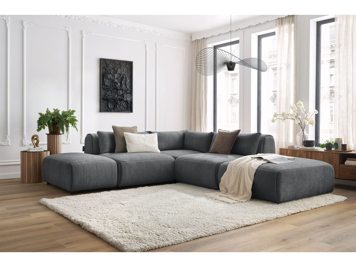 Bobochic Jeanne Ecksofa 271 × 300 cm Strukturstoff Dunkelgrau