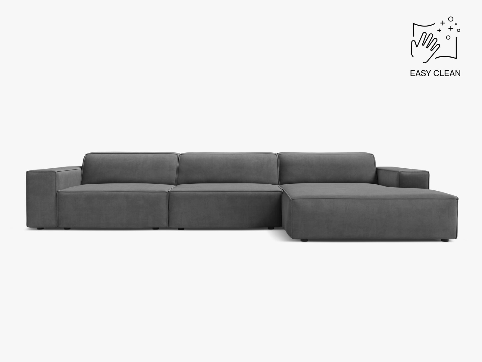 Micadoni Ecksofa Jodie 4-Sitzer Samt Venus Grau Rechts