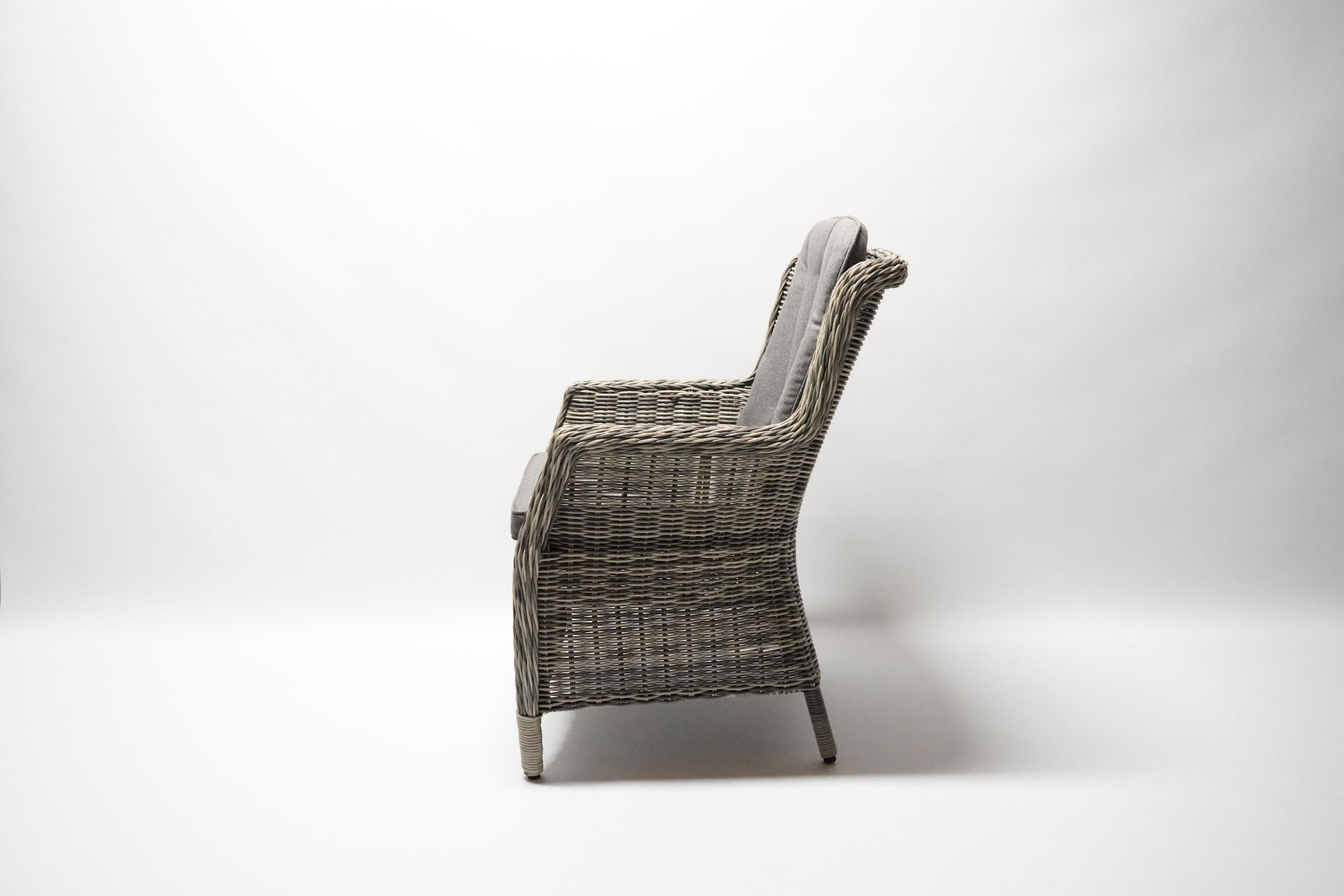 Gartensessel Set Miranda - 2er Set Polyrattan Grey Mix mit grauen Sitzkissen