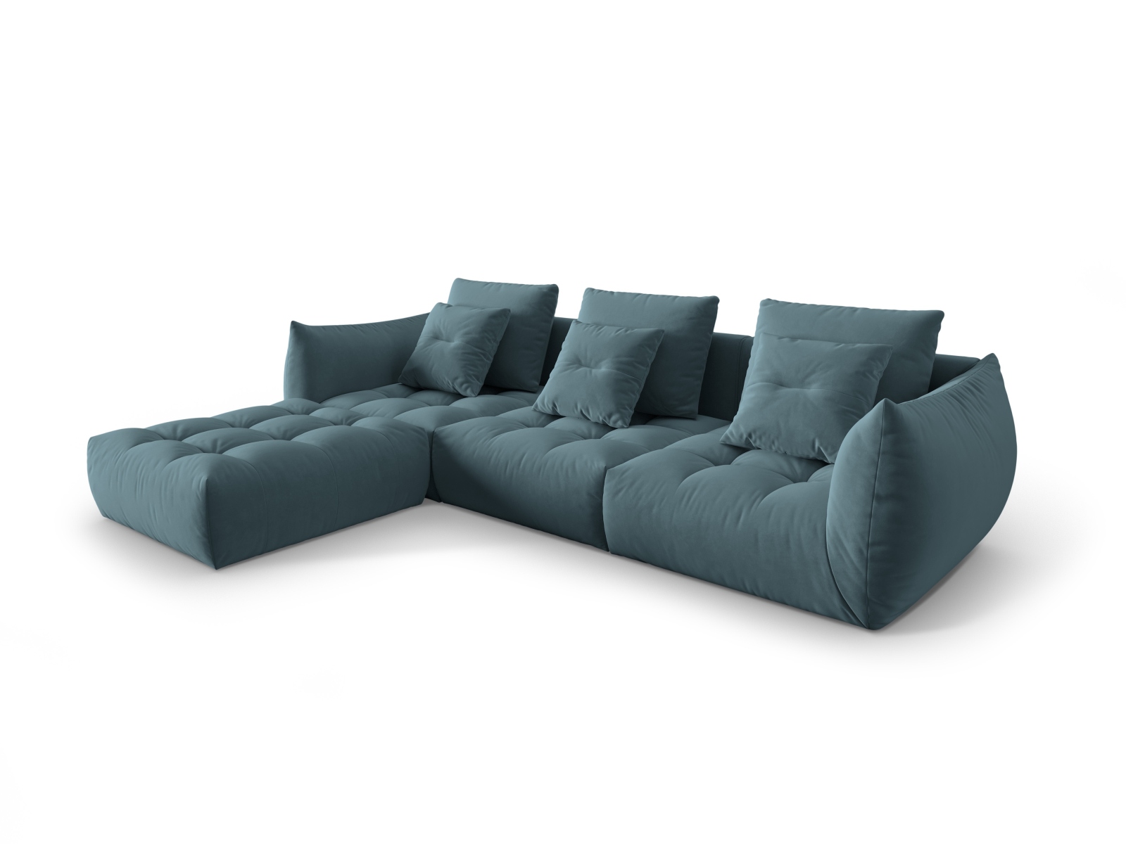 Micadoni Ecksofa Bloom 2-Sitzer Samt Pastellblau