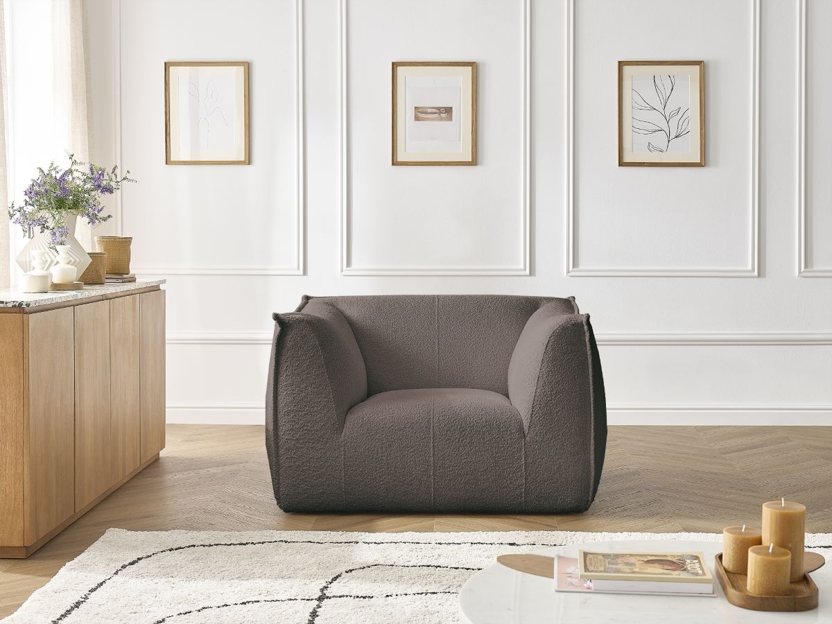 Bobochic Giorgia Sessel Bouclé-Stoff Braun