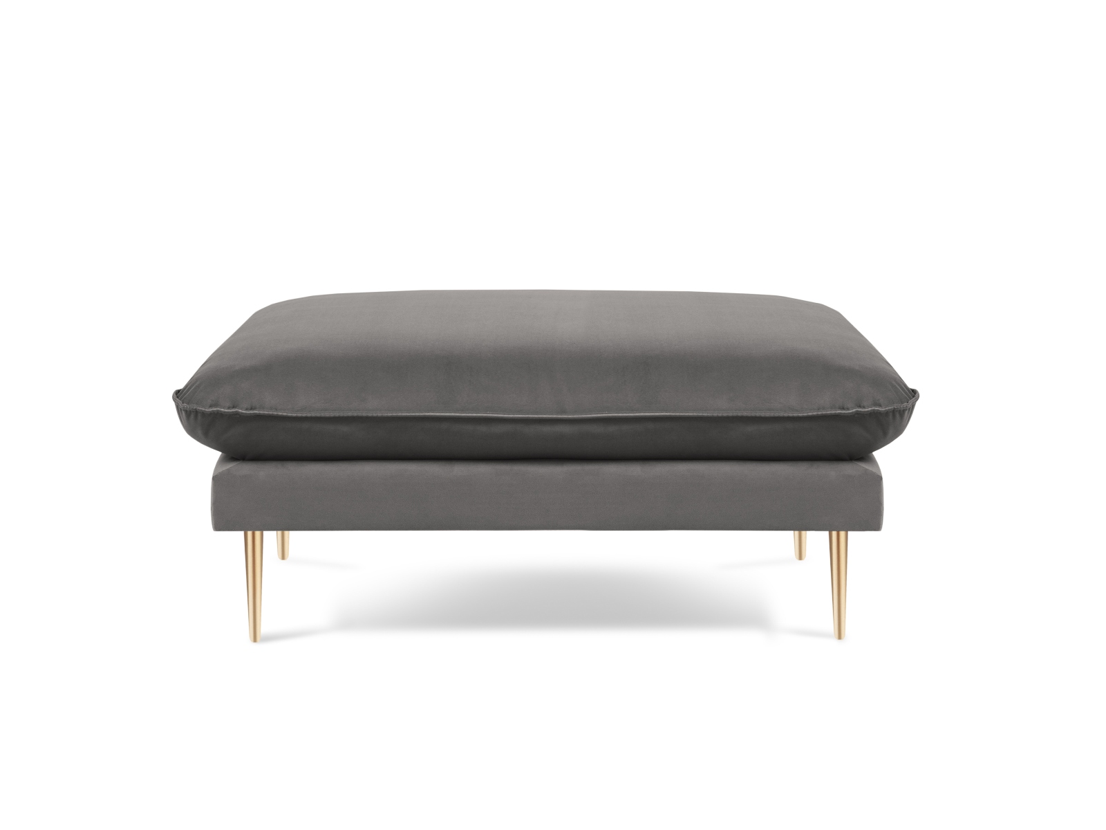 Cosmopolitan Design Pouf Vienna Samt Bluvel Hellgrau Beine Gold