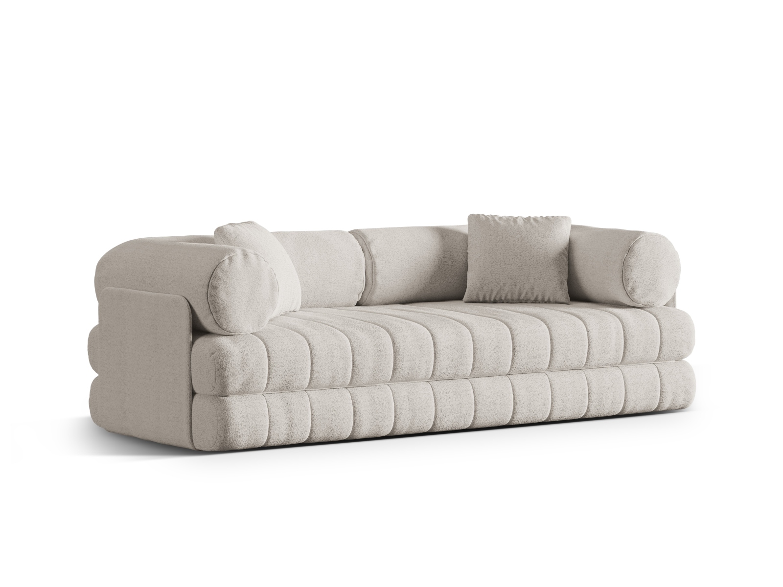 Cosmopolitan Design Schlafsofa Kemi 3-Sitzer Boucle Coral Helles Beige