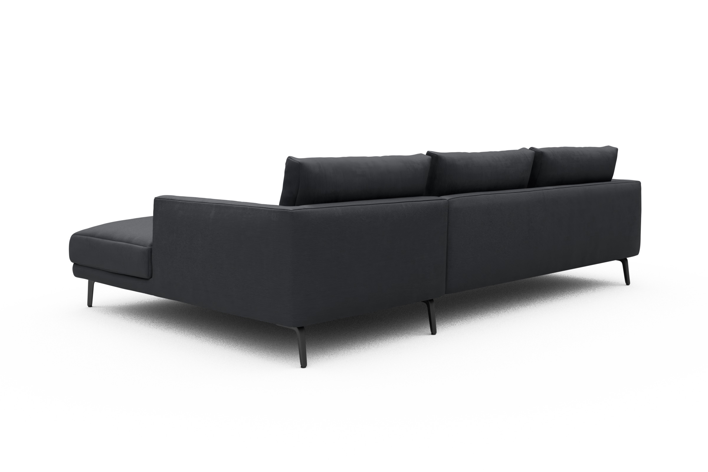 Ecksofa Karl Chaiselongue rechts mit 2,5-Sitzer Cordufine-Slate-Grey