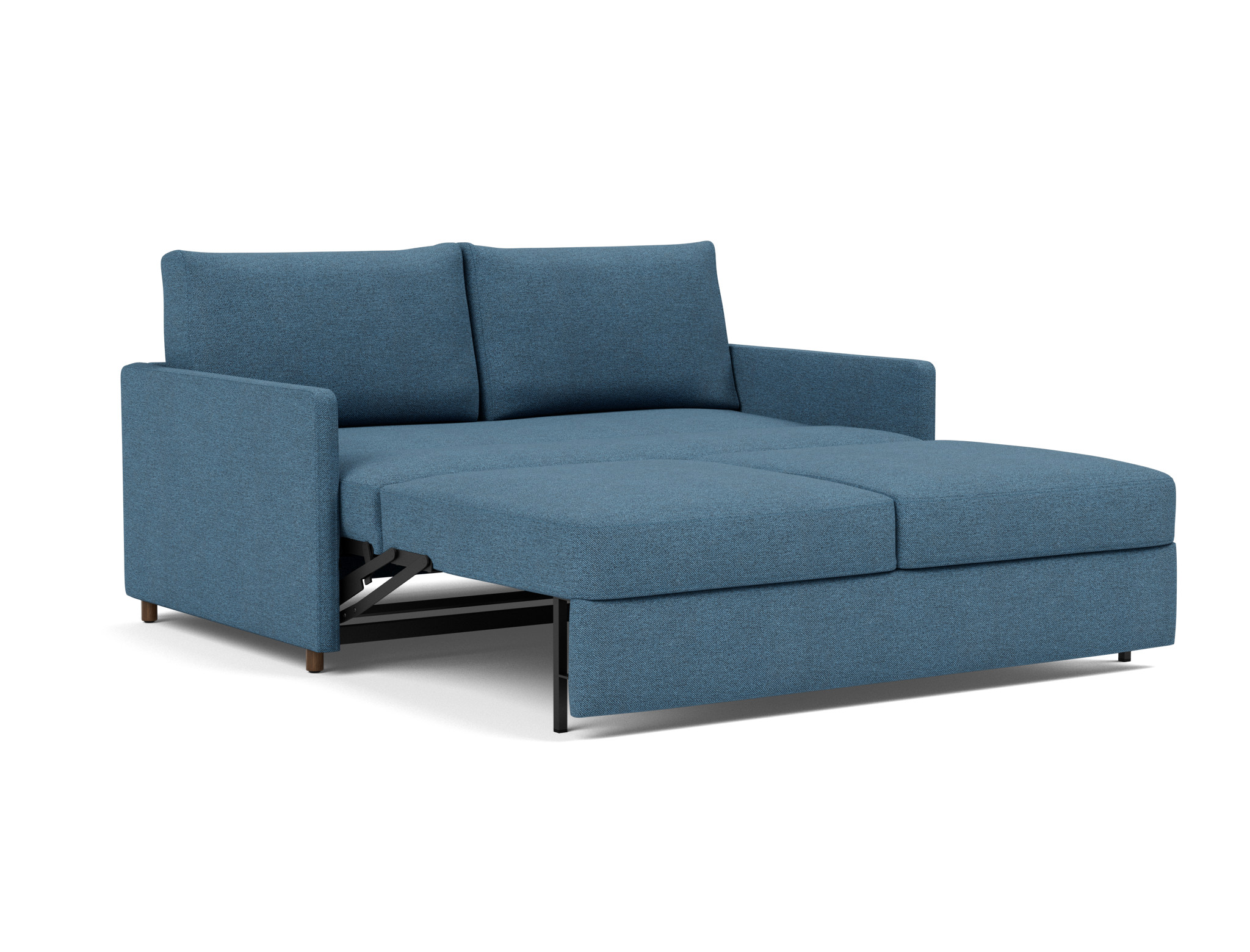 Schlafsofa Neah mit Slim-Armlehnen 160 Strukturierter Stoff Weda 302-Weda-Blue