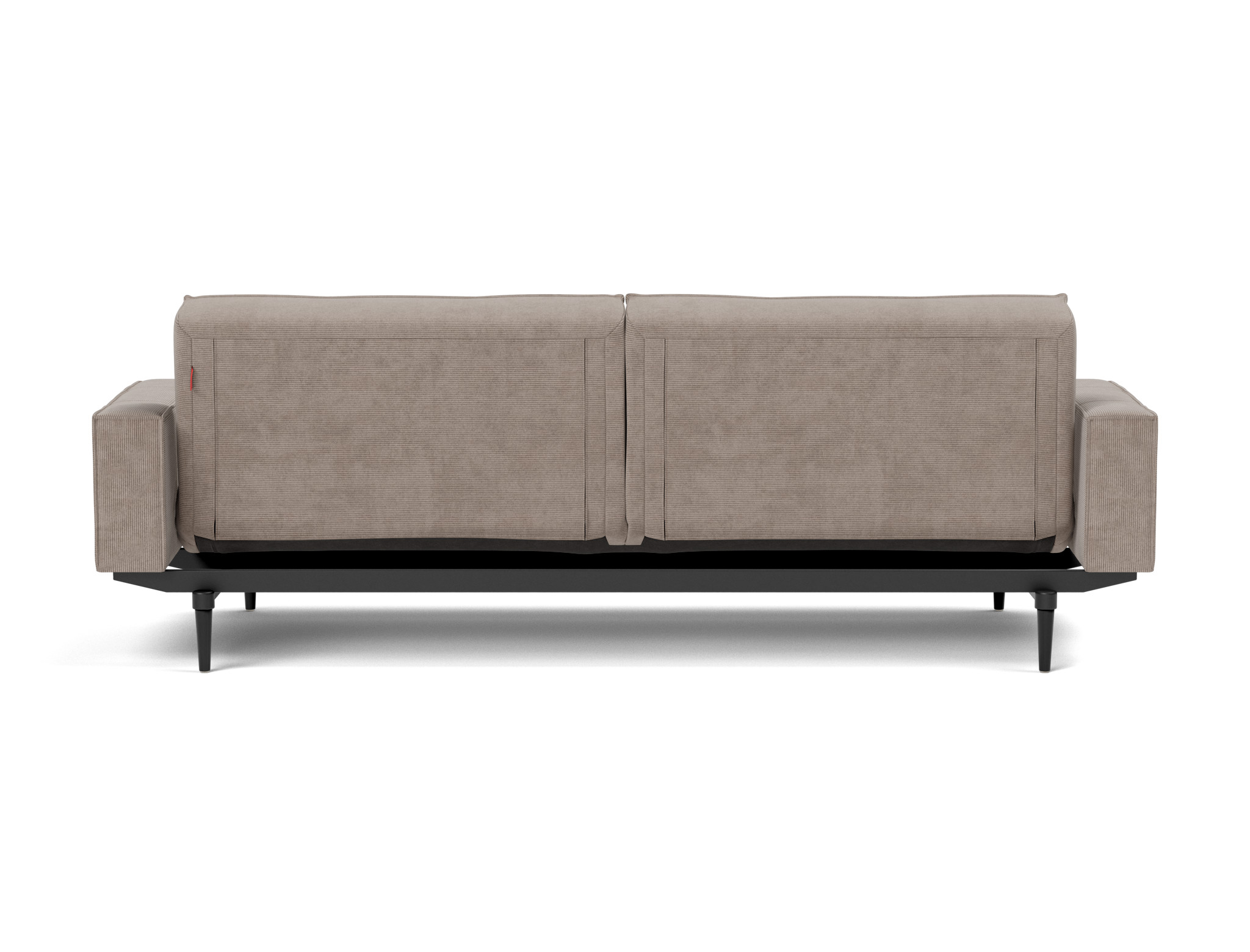 Schlafsofa Splitback mit Armlehnen Kord Cordufine 318-Beige Beine Styletto Eiche schwarz