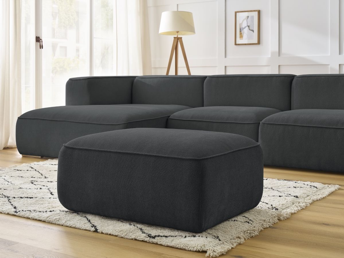 Bobochic Zephyr Ecksofa mit Pouf 349 × 165 cm Strukturstoff Dunkelgrau Ecke links