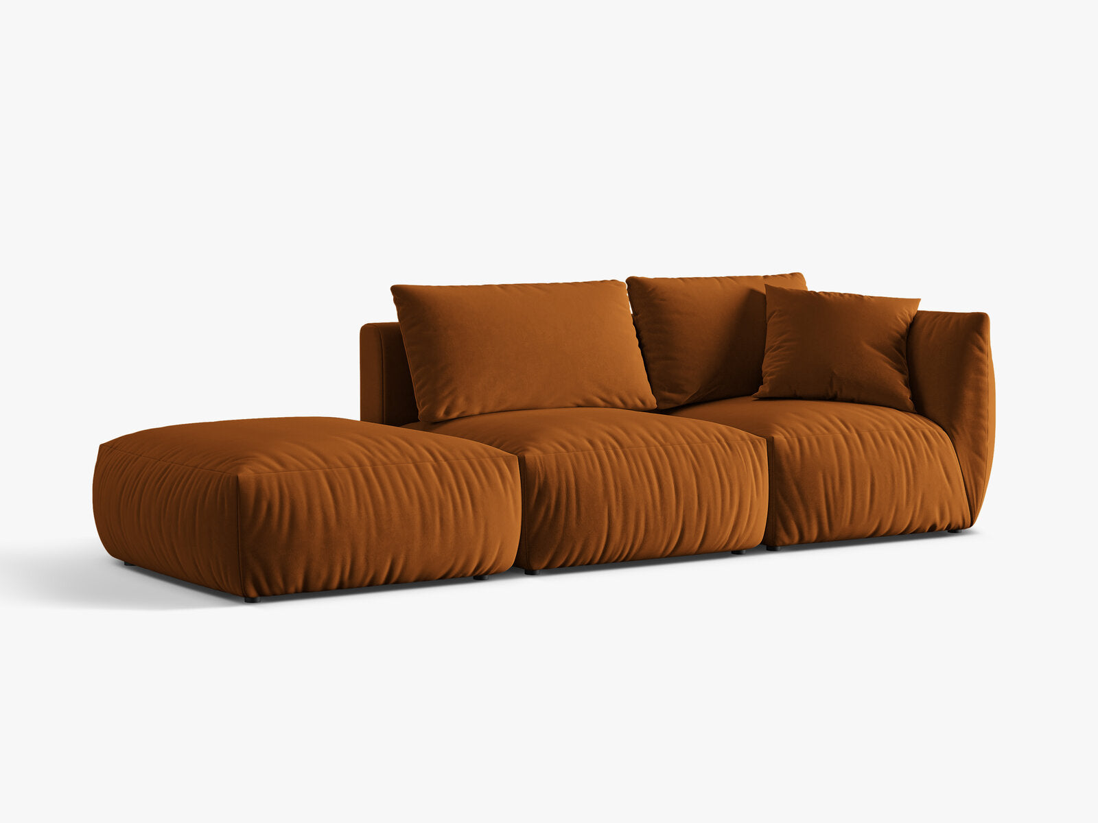 Micadoni Modulares Sofa Chris 3-Sitzer Links Samt Terrakotta