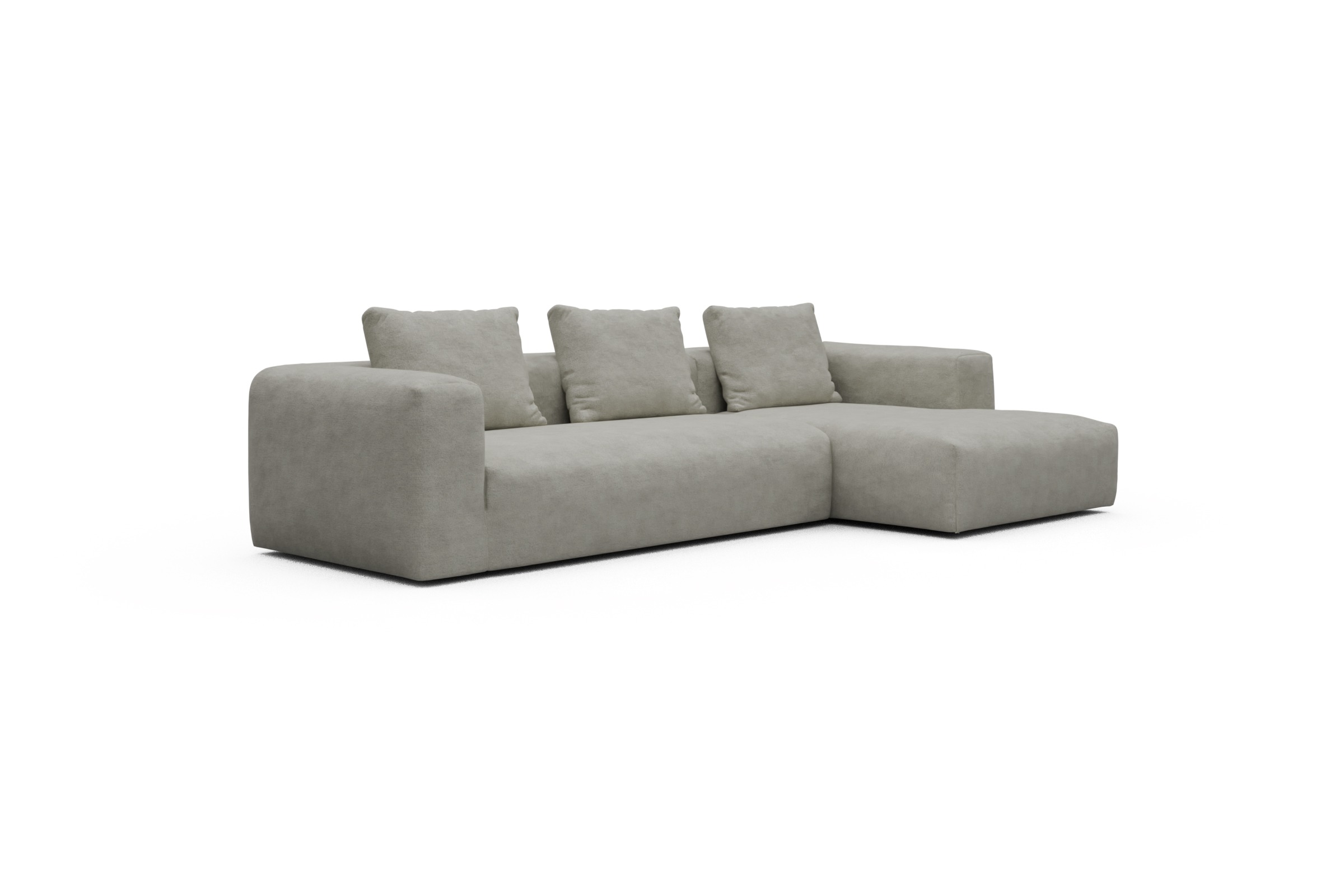 Ecksofa Fred Chaiselongue rechts mit 2,5-Sitzer Carreno-Moon-Stone-White