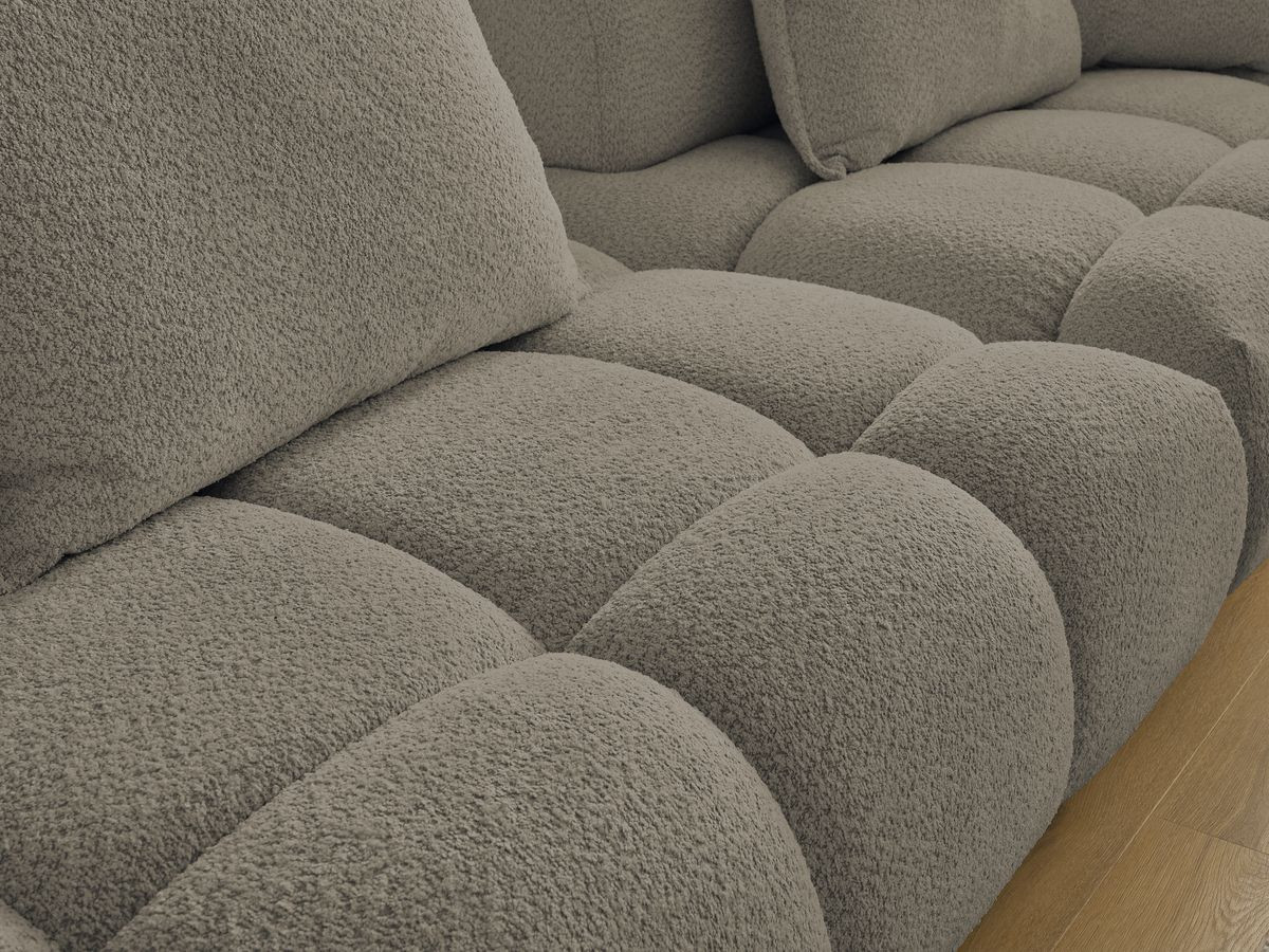 Bobochic Alya Sofa 4-Sitzer mit Pouf Bouclé-Stoff Taupe