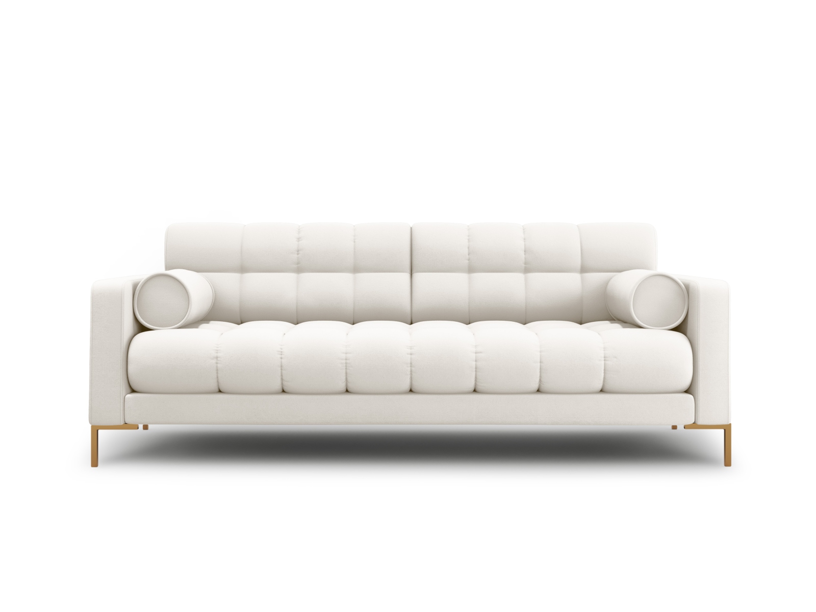 Cosmopolitan Design Sofa Bali 4-Sitzer Strukturierter Stoff Neve Helles Beige Beine Gold