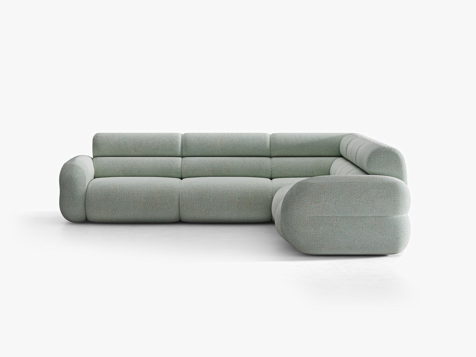 Micadoni Neo Modulares Ecksofa 7-Sitzer Chenille SILENCIO Gedämpftes Blau