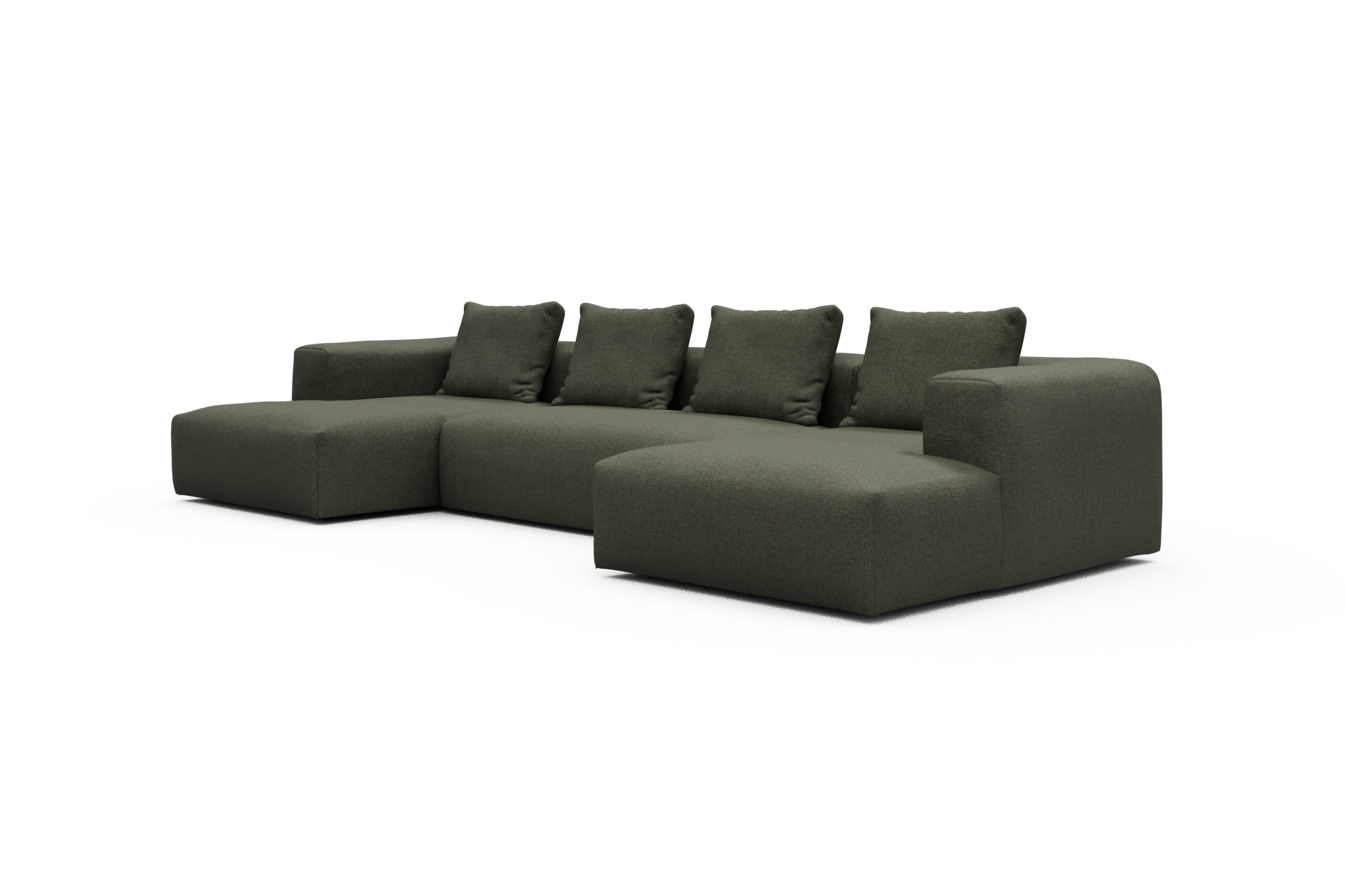 Wohnlandschaft Fred mit 2-Sitzer und Chaiselongue beidseitig Sama-Winter-Moss