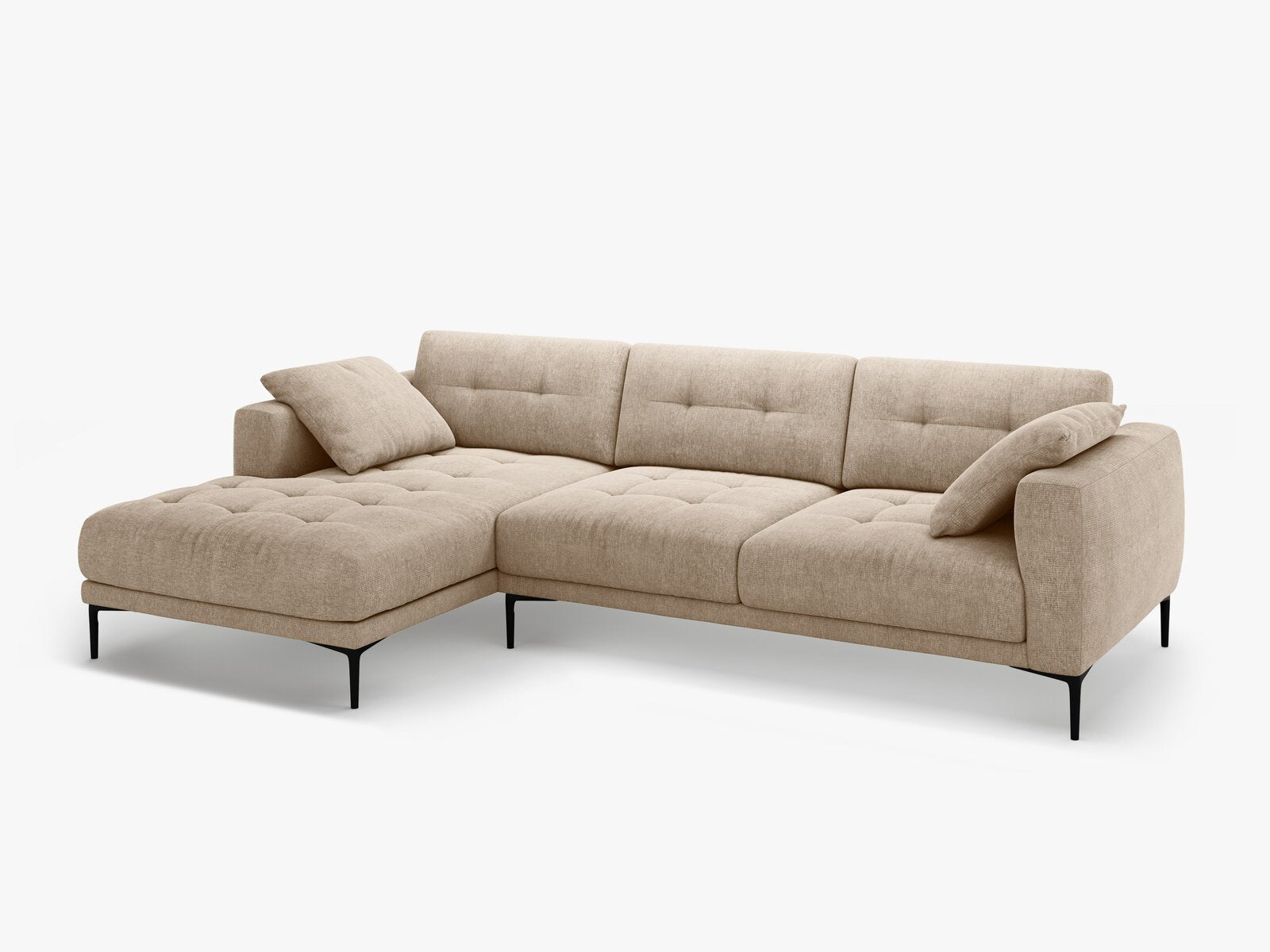 Micadoni Ecksofa Bemy 3-Sitzer Links Strukturierter Stoff Sand