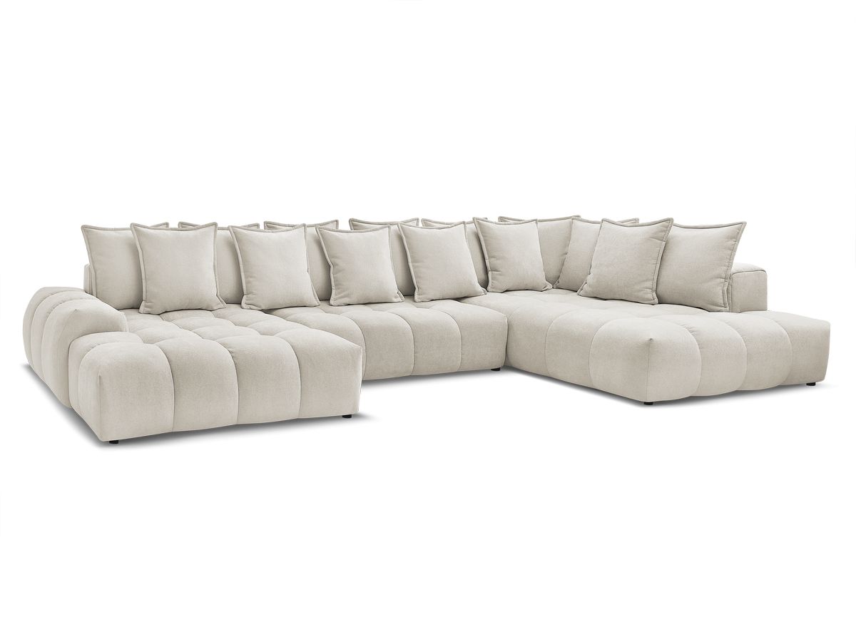 Bobochic Everest Wohnlandschaft, 14 Kissen Strukturstoff Beige Ecke links