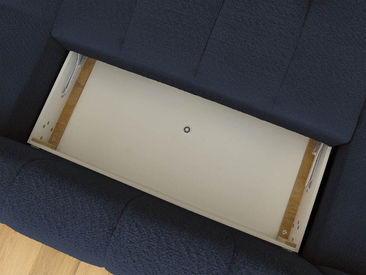 Bobochic Fuji Wohnlandschaft mit Pouf Bouclé-Stoff Dunkelblau Ecke rechts