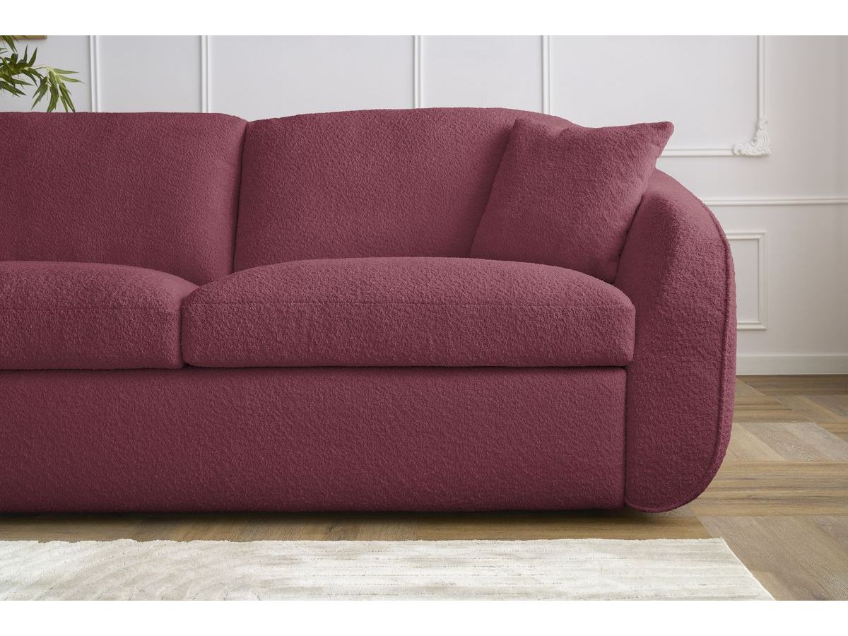 Bobochic Cezanne Schlafsofa 3-Sitzer Bouclé-Stoff Rot, Liegefläche 160 × 194 cm