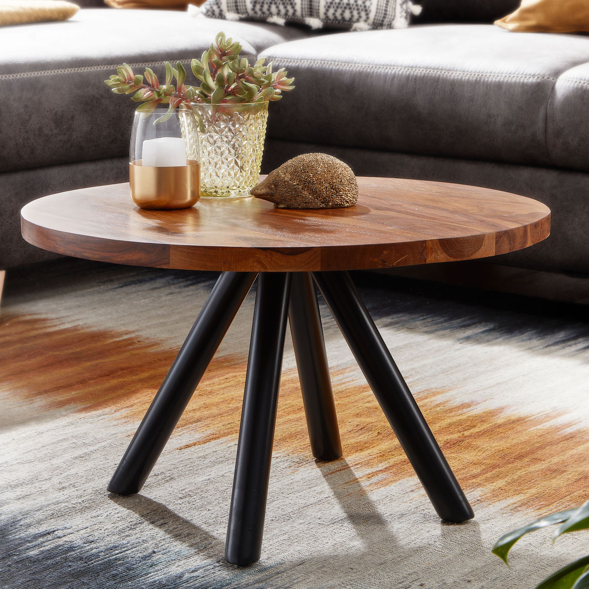Couchtisch Njardvik Sheesham Massivholz Ø 60 cm