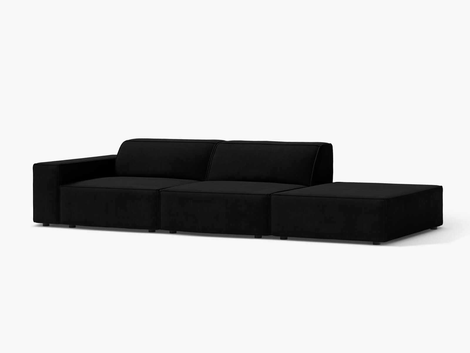 Micadoni Sofa Jodie 3-Sitzer Rechts Samt Bluvel Schwarz