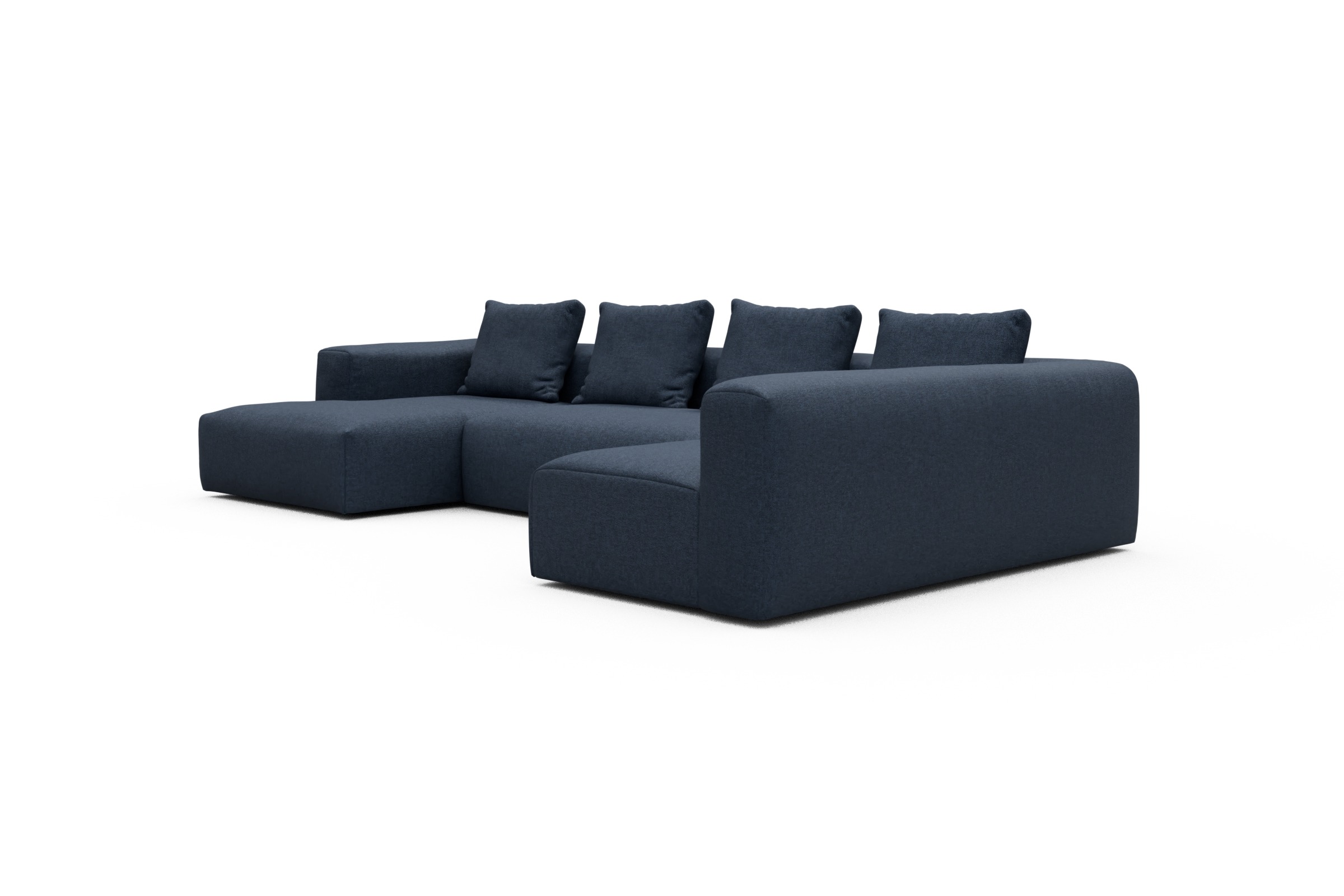 Wohnlandschaft Fred Chaiselongue links mit 2-Sitzer und lange Armlehne rechts Sama-Deep-Blue