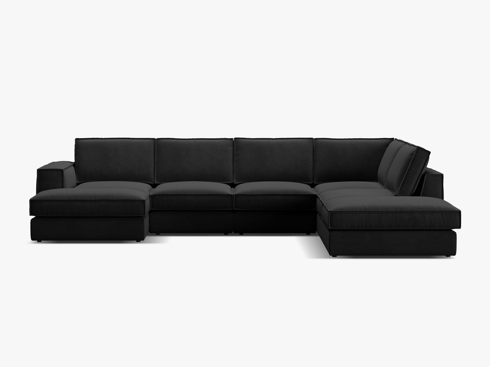 Micadoni modulares Panorama Ecksofa Pola 5-Sitzer Rechts Samt Salvador Schwarz