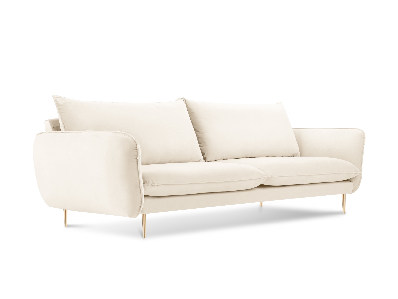 Cosmopolitan Design Sofa Vienna 4-Sitzer Samt Bluvel Helles Beige Beine Gold