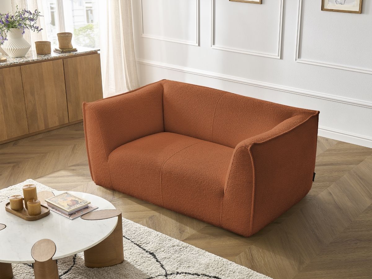 Bobochic Giorgia Sofa 2-Sitzer Bouclé-Stoff Orange