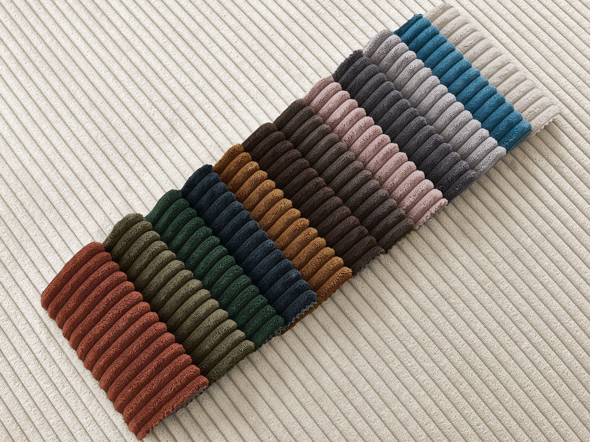 Bobochic Enore Ecksofa mit Pouf Cordsamt Beige Ecke links