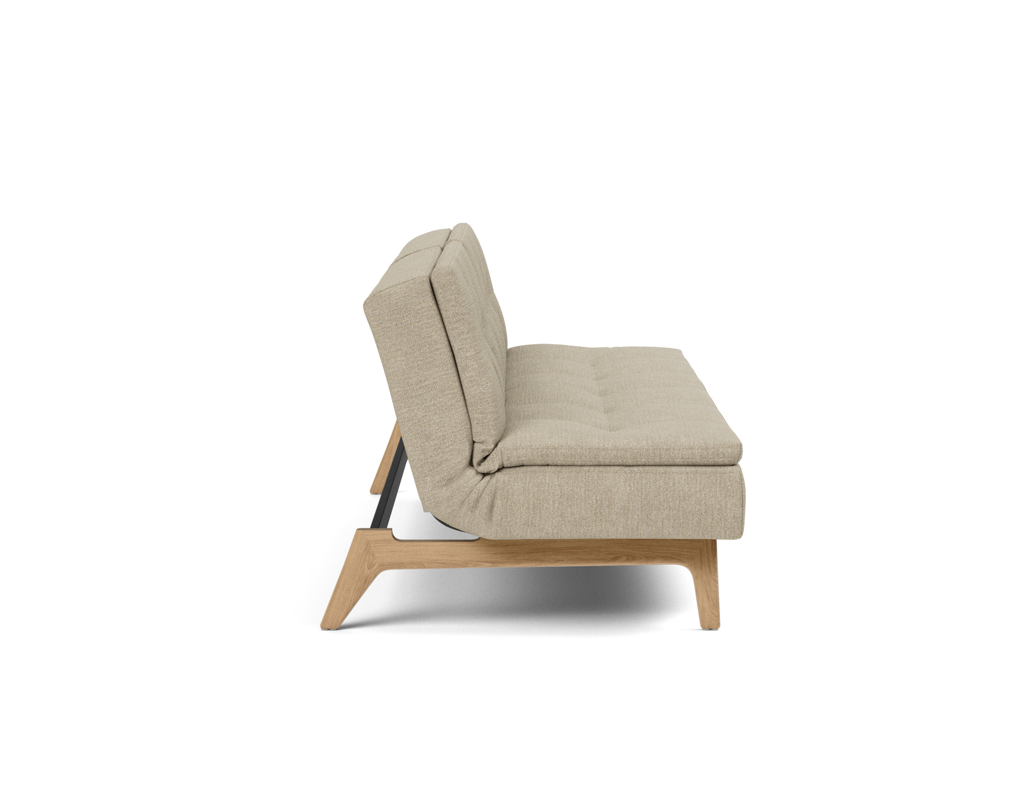 Schlafsofa Dublexo Strukturierter Stoff Taura 356-Sand Beine Eiche