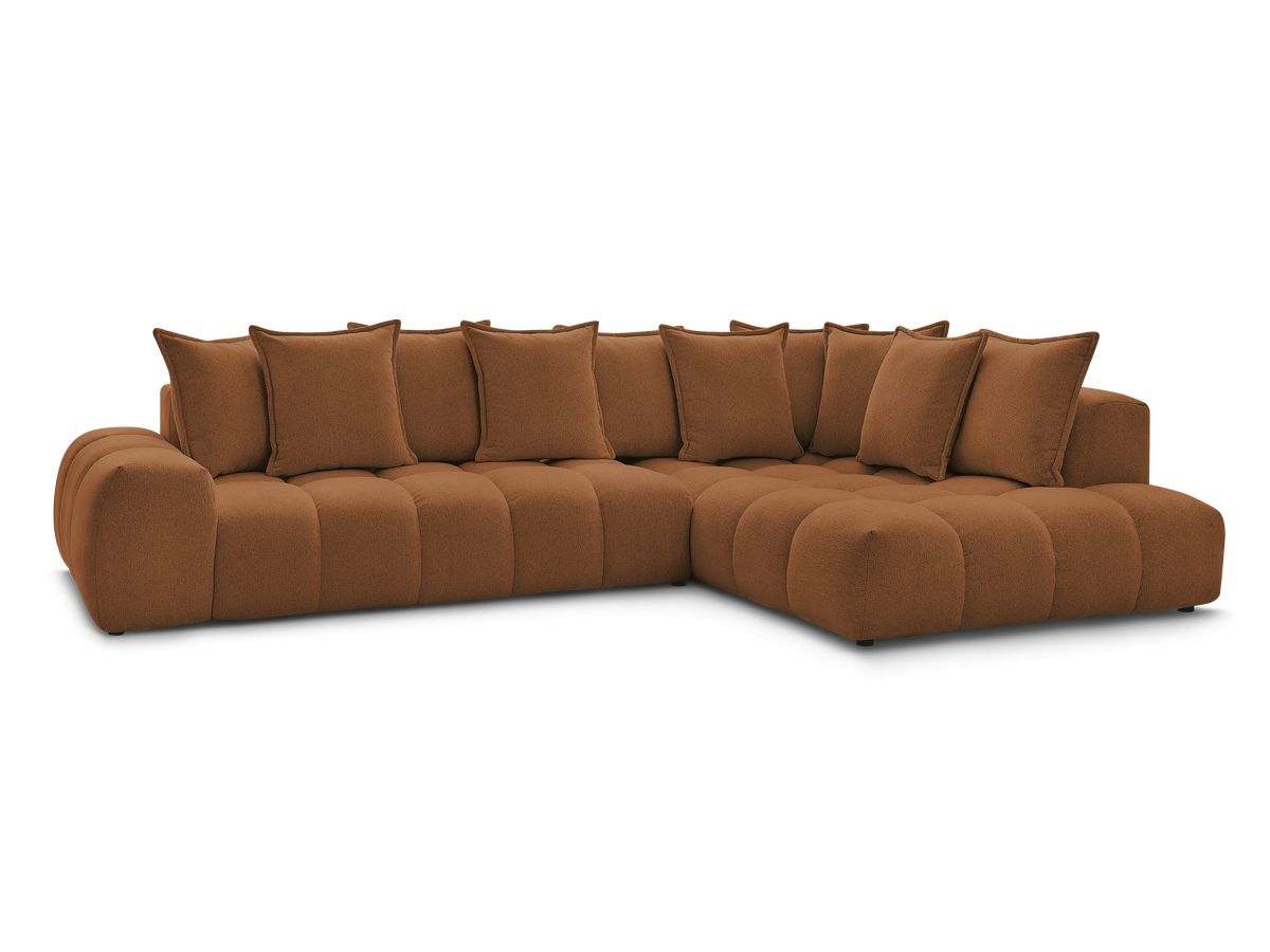 Bobochic Everest Ecksofa, 10 Kissen Melange-Stoff Orange Ecke rechts