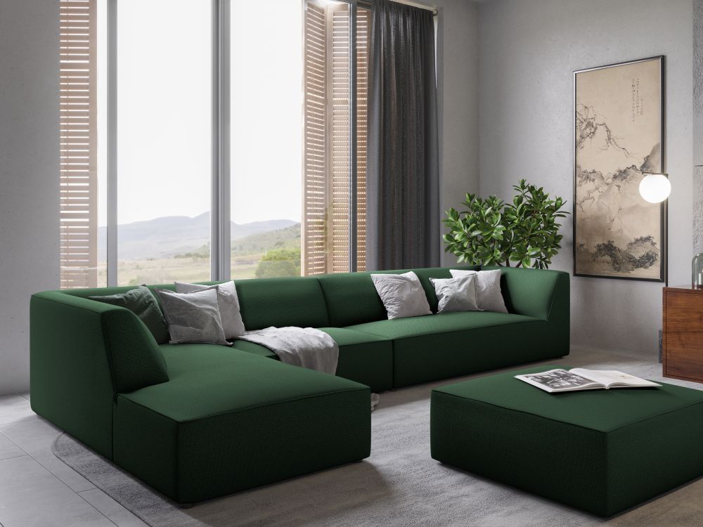 Cosmopolitan Design Ecksofa Siena 5-Sitzer Strukturierter Stoff Ottawa Grün Links