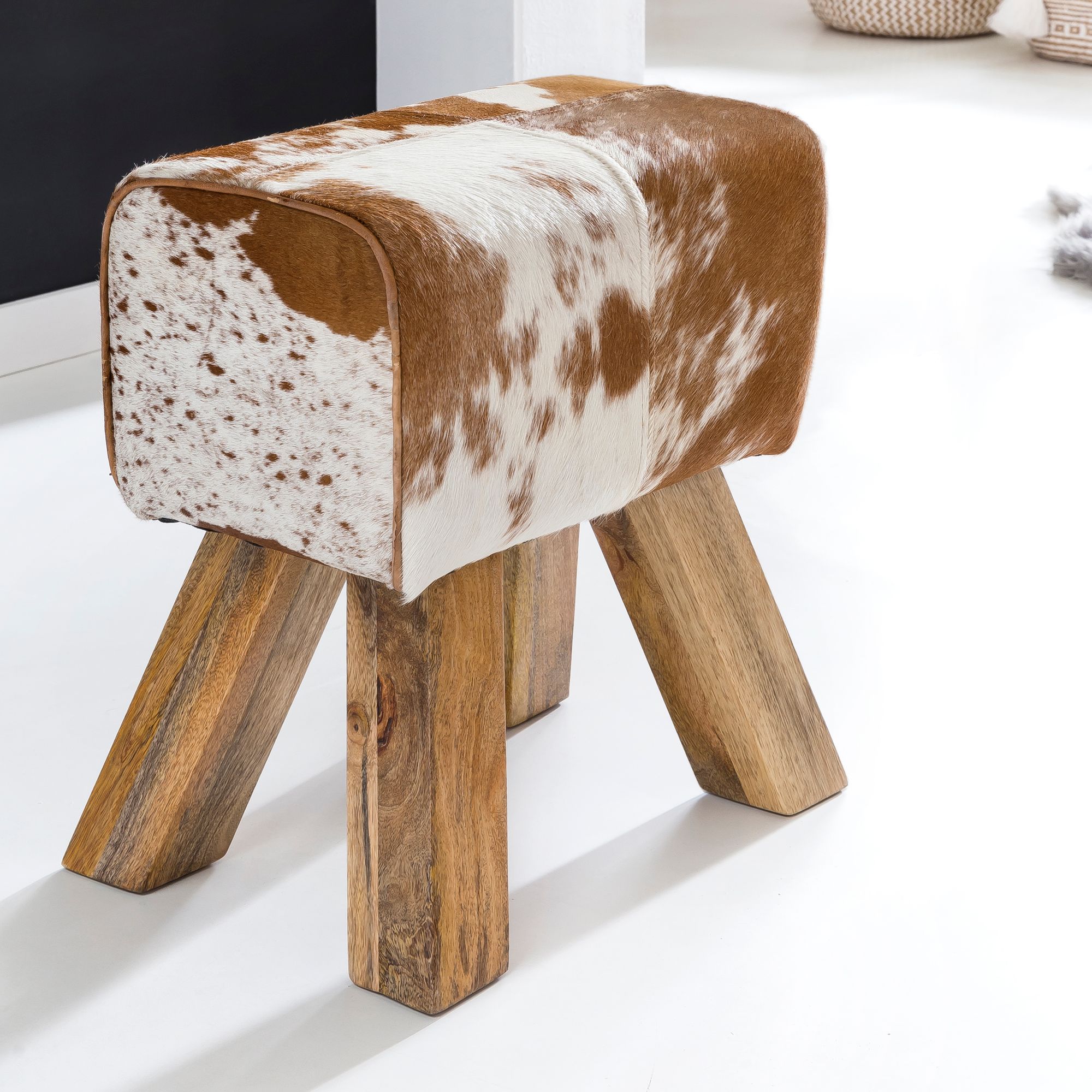 Sitzhocker Arvika Haarleder Bunt 30 × 40 × 47 cm