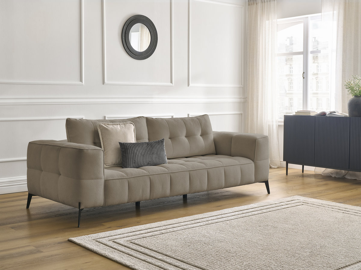 Bobochic Anis Sofa 3-Sitzer Strukturstoff Taupe