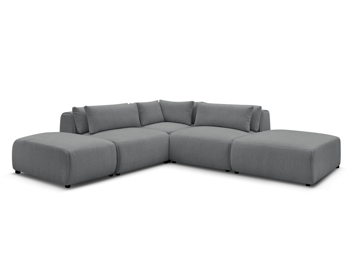 Bobochic Jana Ecksofa Melange-Stoff Dunkelgrau