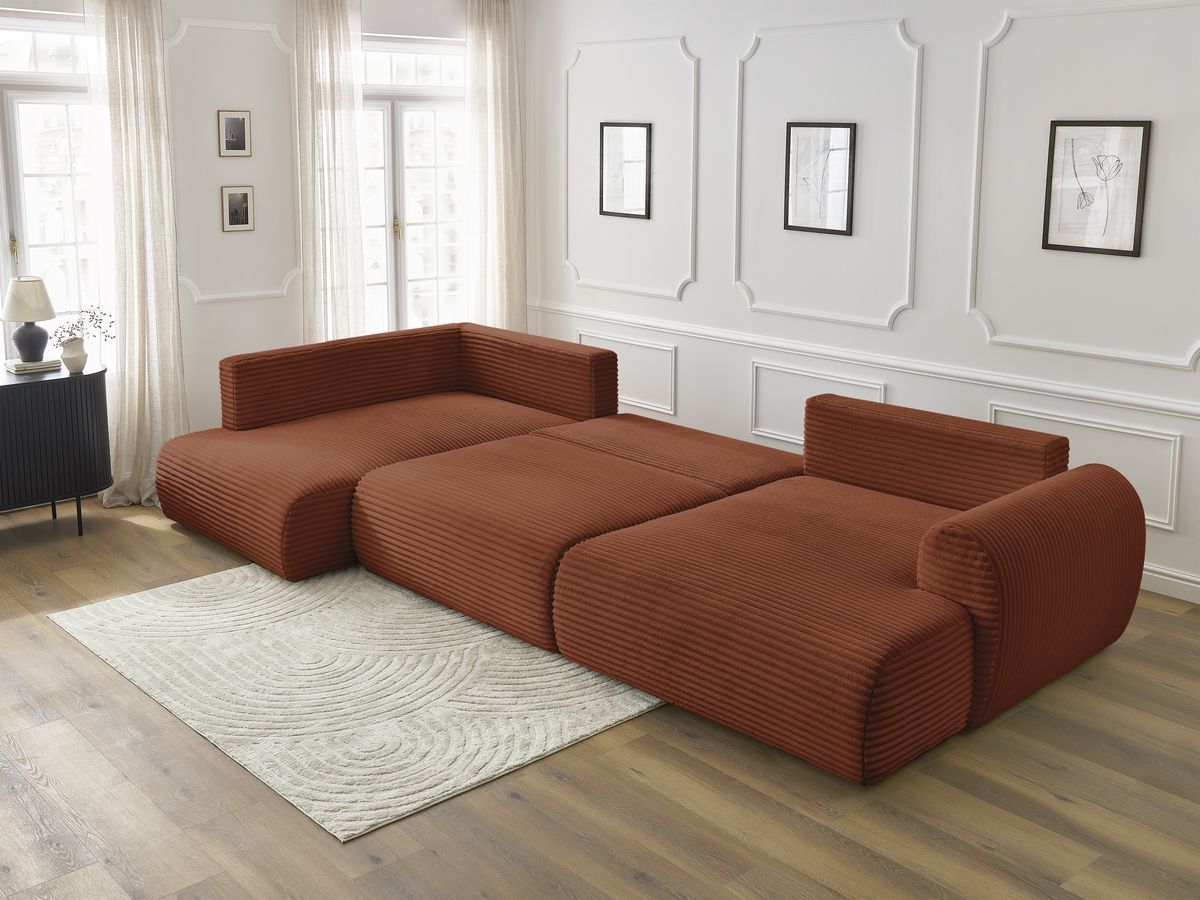Bobochic Lucien Wohnlandschaft Breitcord weich Orange Ecke rechts