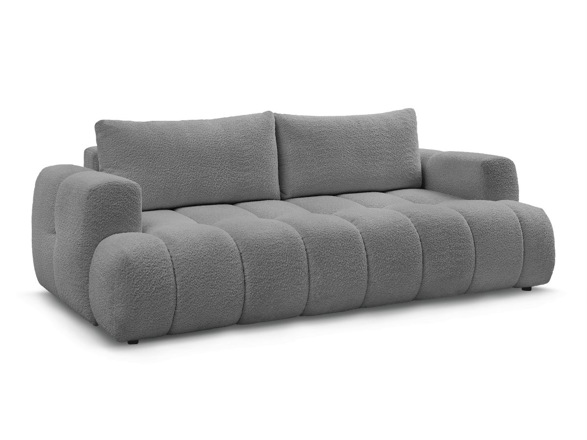 Bobochic Fuji Schlafsofa 3-Sitzer mit Bettkasten Bouclé-Stoff Dunkelgrau