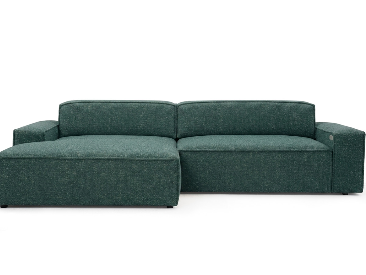 Bobochic Abel Ecksofa mit Schlaffunktion Melange-Stoff Grün Ecke links