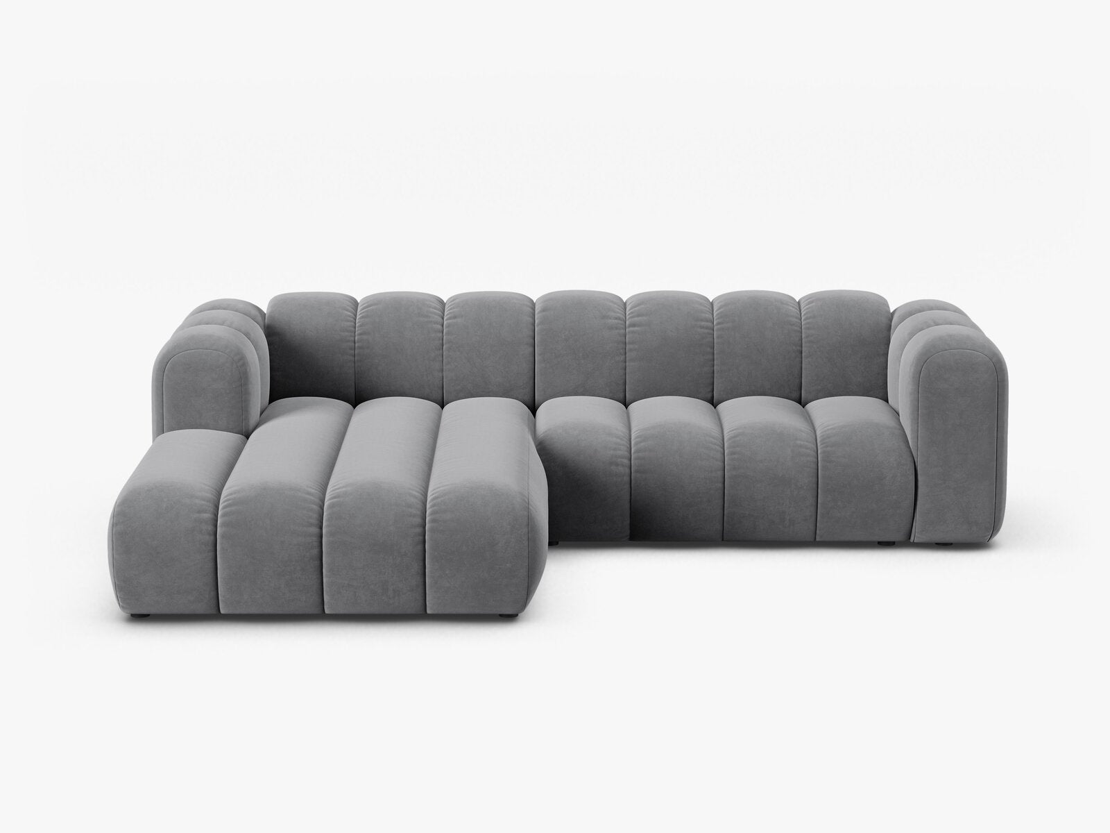 Micadoni Modulares Ecksofa Lupine 4-Sitzer mittelgroß Links Samt Salvador Grau