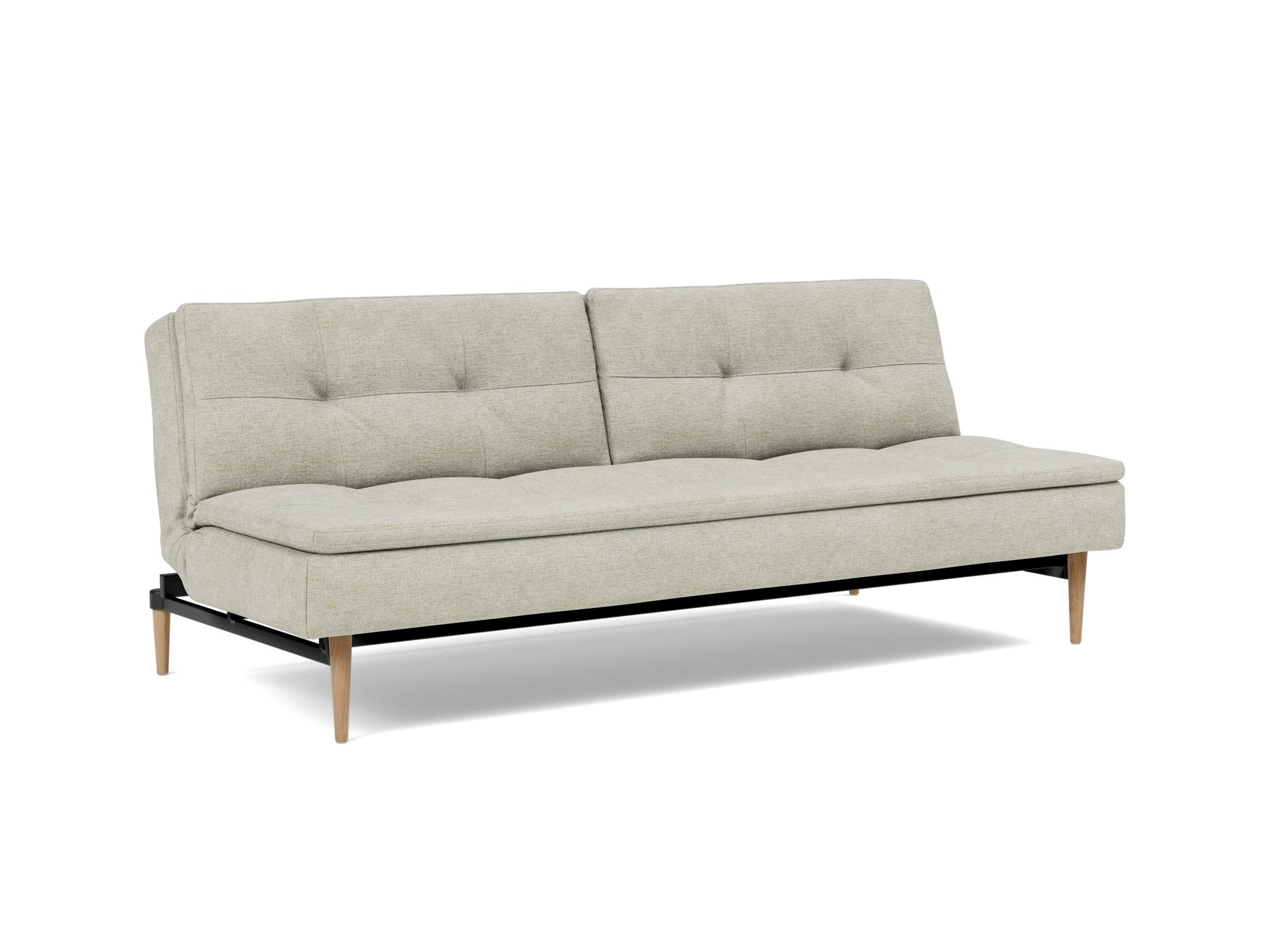 Schlafsofa Dublexo Flachgewebe Avella 280-Sand Beine Styletto Eiche hell