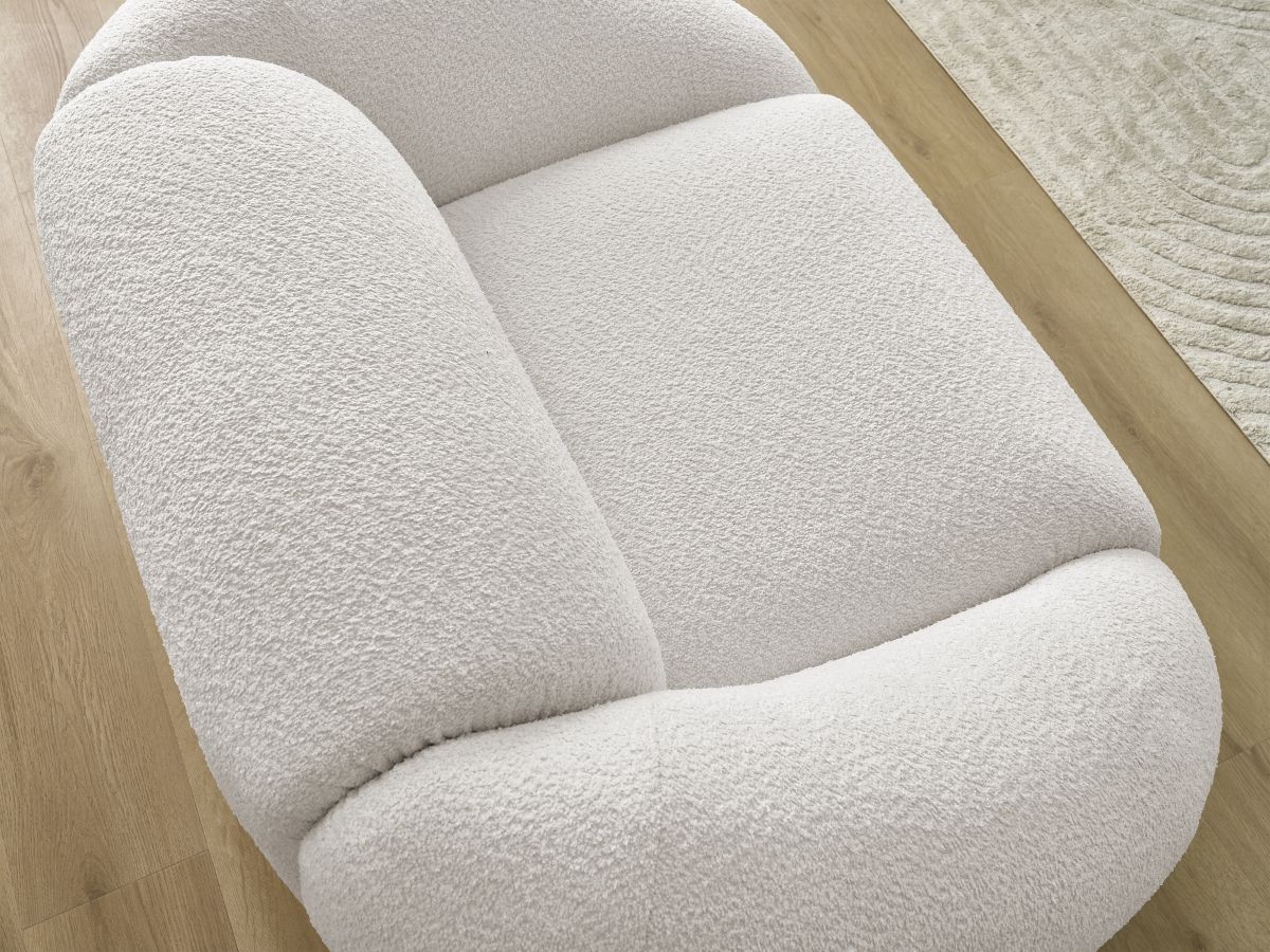 Bobochic Tina Sessel Bouclé-Stoff Weiß