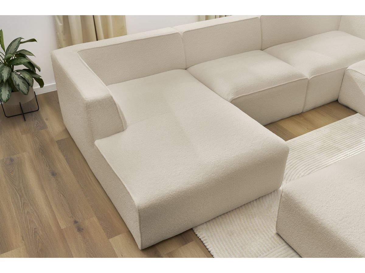 Bobochic Megeve Wohnlandschaft mit Pouf Bouclé-Stoff Beige Ecke links
