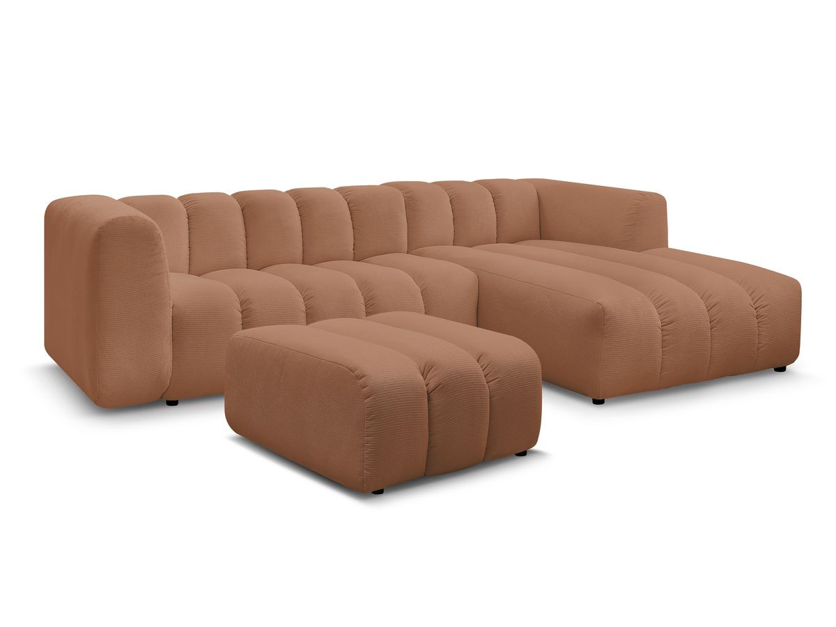Bobochic Talia Ecksofa mit Pouf Melange-Stoff Orange Ecke rechts