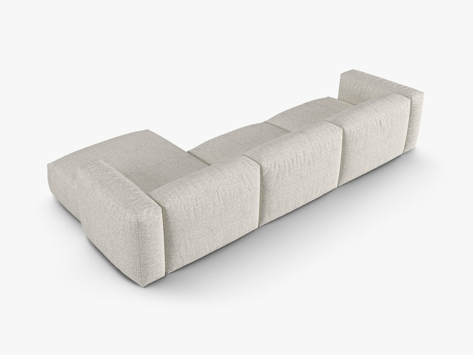 Micadoni Ecksofa Martina 3-Sitzer 90cm Sitztiefe Rechts Boucle Monet Grau Beige Melange
