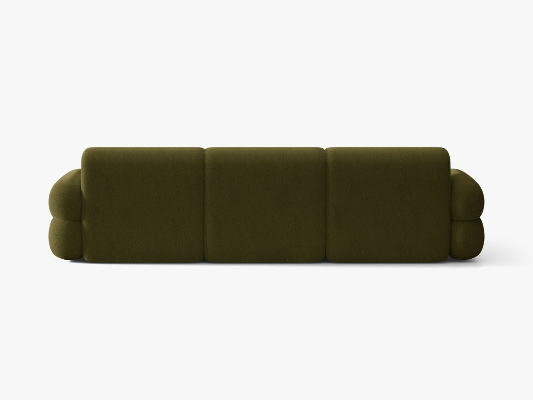 Micadoni Neo Ecksofa 4-Sitzer Links Boucle Baloo Dunkles Olivgrün